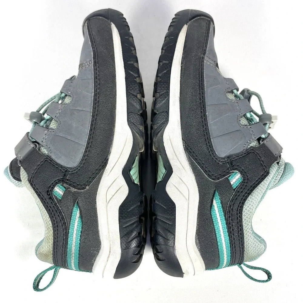KEEN Targhee Kids 12 Waterproof Hiking Trail Shoes Gray Teal Leather